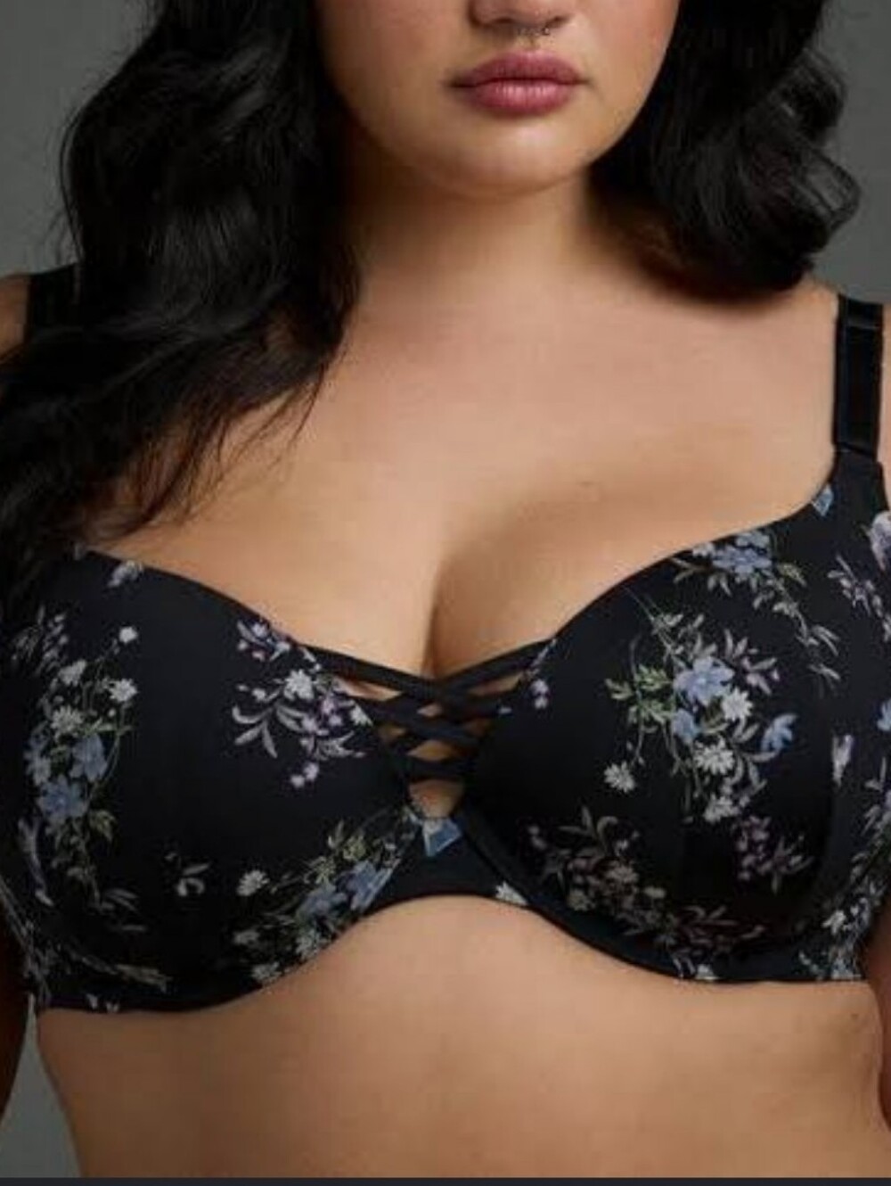 Torrid XO Plunge Push-Up 360° Back Smoothing Bra - Nightfall Floral 42C